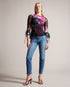 CATYELA-Tops-CATYELA seamlessly blends femininity with edge. The slashed straight neckline creates a bold stylish statement, while the 3/4 sleeves with fluted cuff add a delicate and romantic touch. The ruched seam through the sleeves adds texture and dimension, elevating the overall look. Brilliantly versatile, this top looks great with anything from boyfriend jeans to a leather skirt. Mesh top Slim fit Floral print Slashed straight neckline 3/4 sleeves with fluted cuff Ruched seam through sleeves- Ted Bak